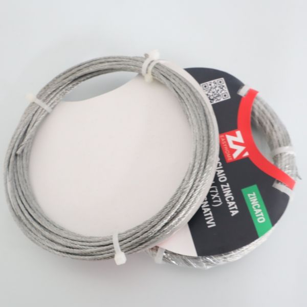 Cavetto fune in acciaio zincato per arganelli tapparella – alta resistenza, 49 f