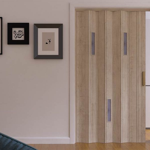 Porta a soffietto elegante in plastica con vetri