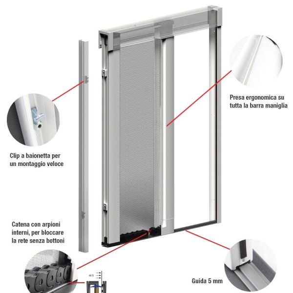 Zanzariera laterale Perfetta ad avvolgimento controllato e guida sottile