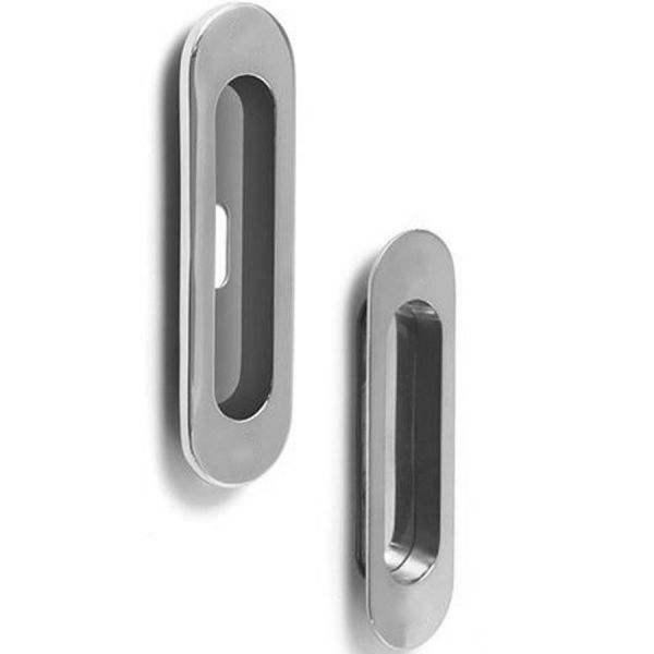 maniglia per porta scorrevole incasso ovale cromo satinata