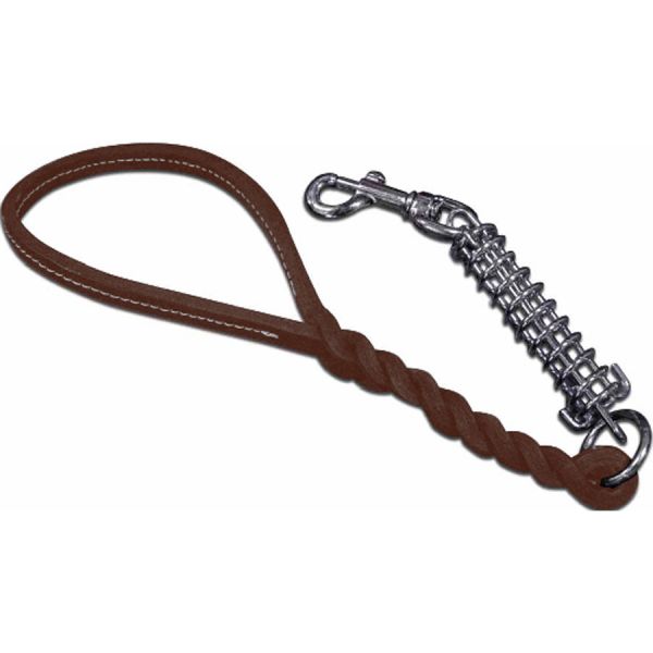 GUINZAGLIO CANE CUOIO INTRECCIATO CON MOLLA 50CM