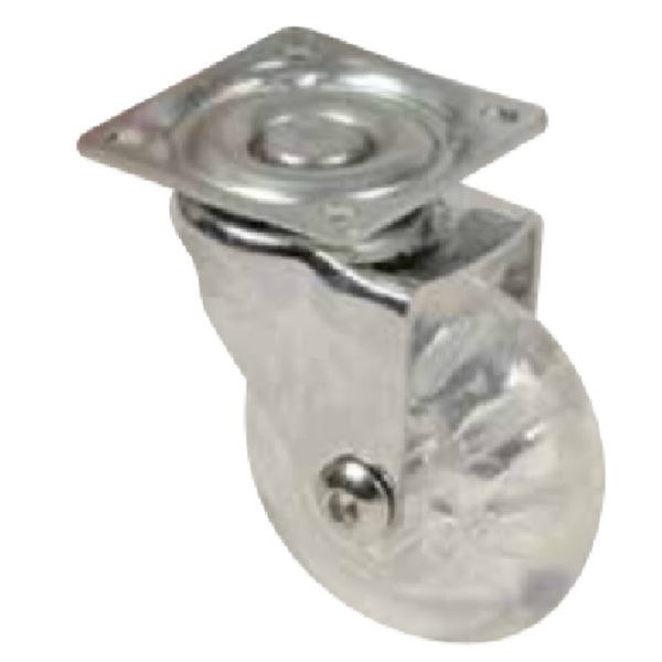 ruota gomma trasparente con piastra