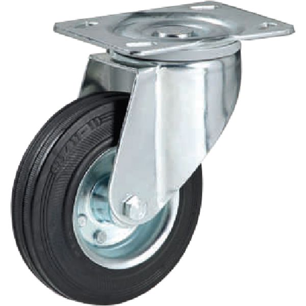 ruota in gomma con piastra girevole