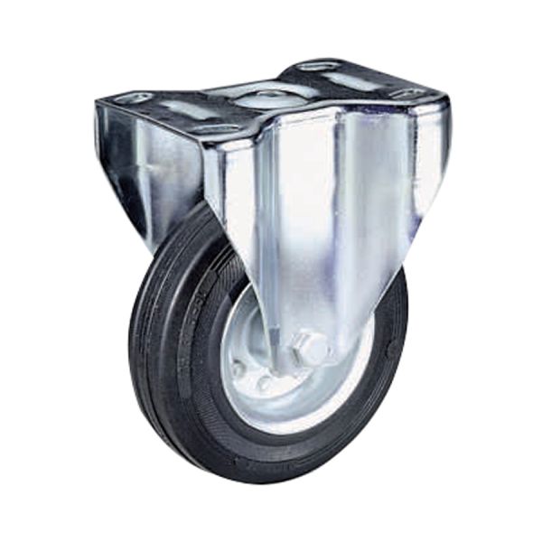 ruota in gomma con piastra fissa