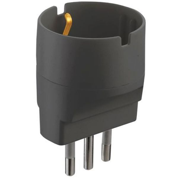 adattatore semplice 10/16a presa schuko grigio