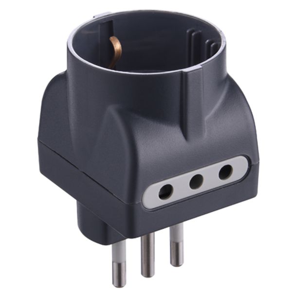 adattatore triplo presa schuko 10a grigio