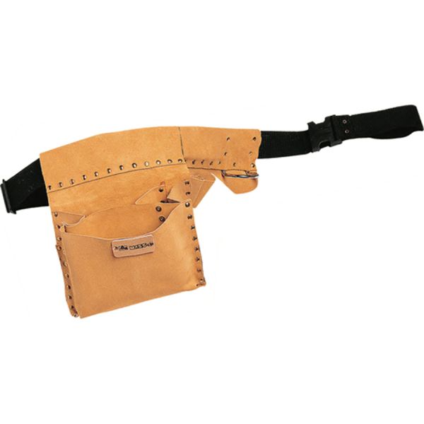 borsa carpentiere in crosta multitasche con borchie