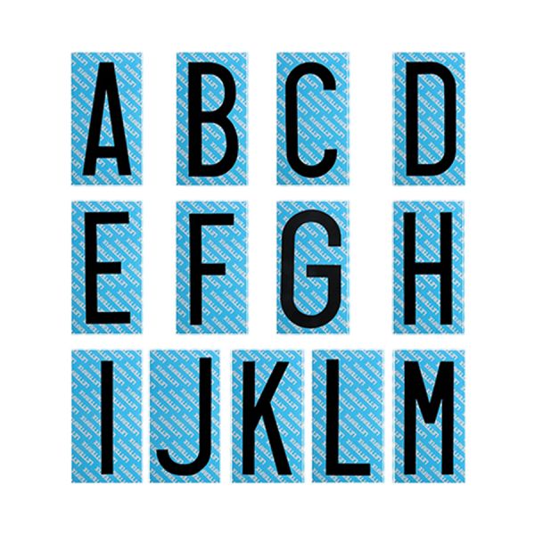 lettera adesiva misura 80 mm. a-m nero