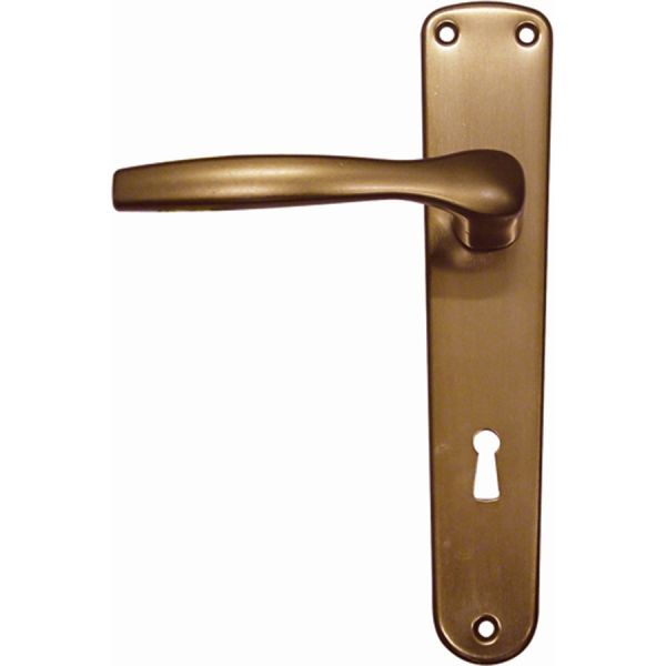 maniglia per porta in alluminio anodizzato con placche