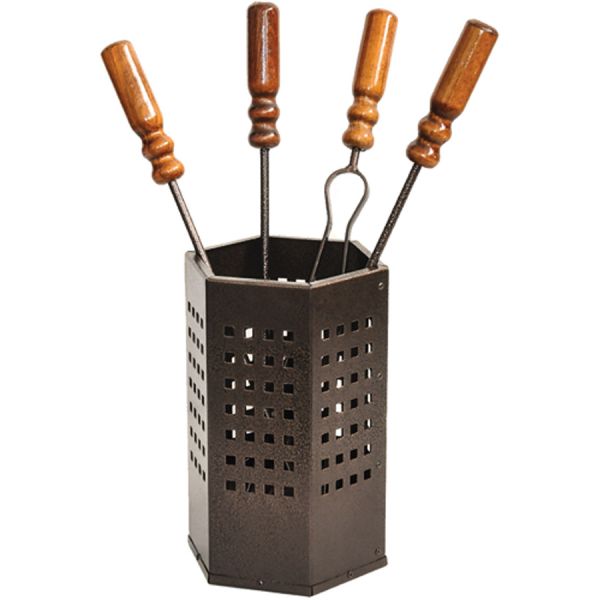 set camino in ferro battuto manico legno