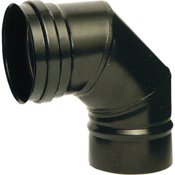 gomito 90° per tubo stufa pellet acciaio inox nero