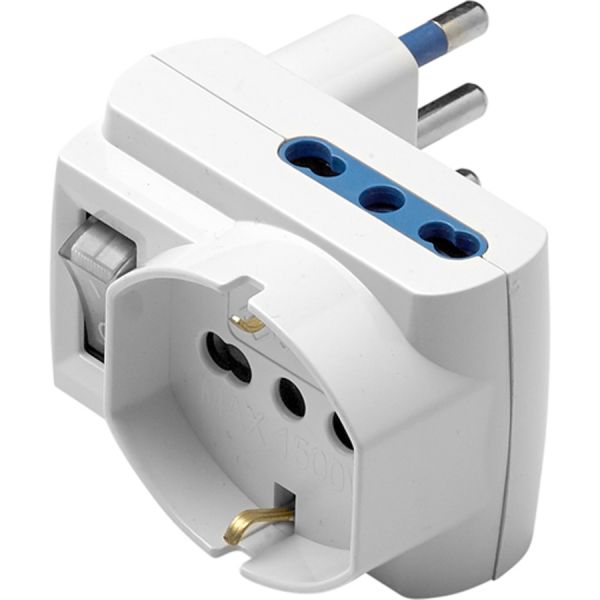 adattatore triplo salvaspazio 16a bianco int. presa schuko p40 maurer