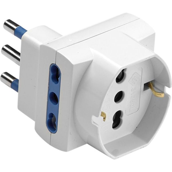 adattatore triplo salvaspazio 16a bianco presa schuko p40 maurer