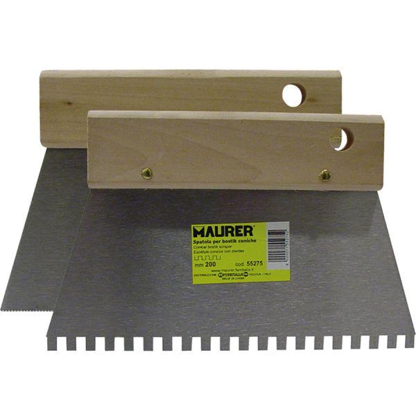 spatola conica manico piatto in legno maurer