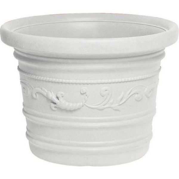 Vaso Tondo Festonato Ø40x30hcm Bianco Dopp.bordo