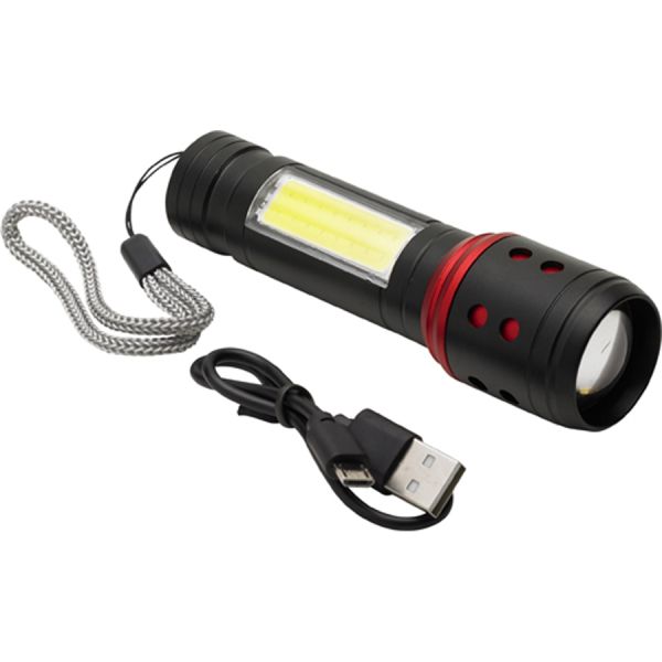 torcia led in alluminio con batteria ricaricabile maurer