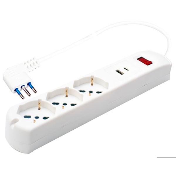 multipresa 3 schuko + 2 usb maurer