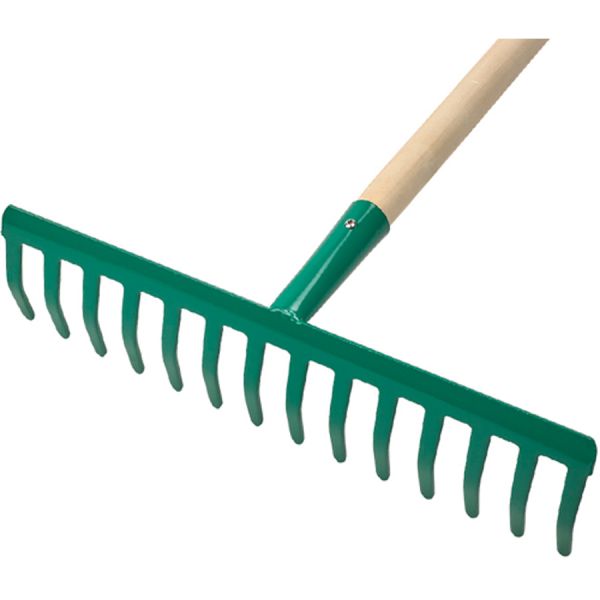 RASTRELLO CON MANICO 12D. ACCIAIO VERNIC. VERDE PAPILLON