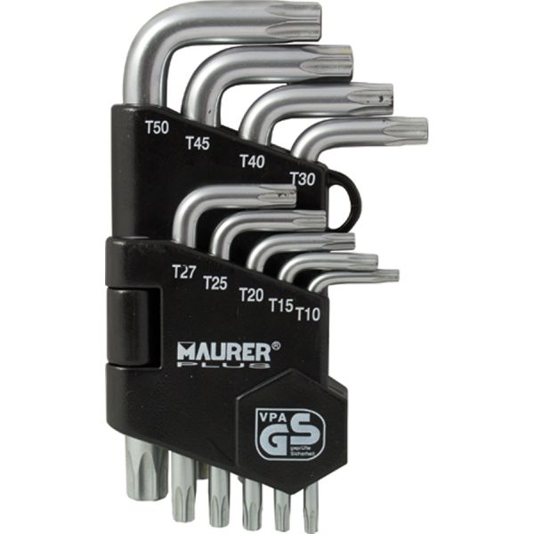 CHIAVI TORX MASCHIO IN SERIE MAURER PLUS 9PZ C/FORO CV - CF. BLISTER