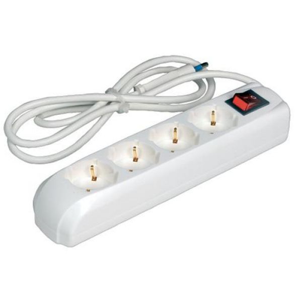 multipresa 4 schuko bipasso con interruttore bianca maurer