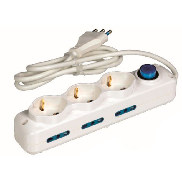 multipresa schuko+bipasso con interruttore bianco maurer