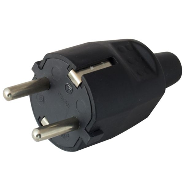 SPINA SCHUKO GOMMA 16A NERO MAURER 4,8MM - CF. BUSTA