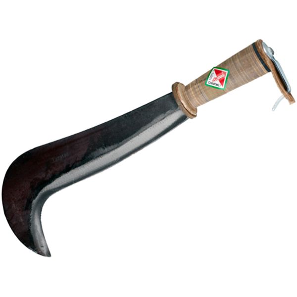 roncola forgiata con manico cuoio papillon