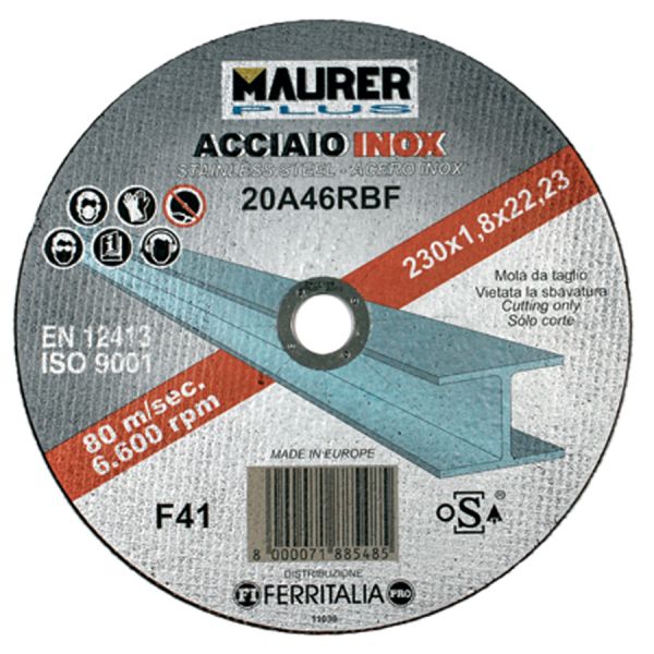 mole abrasive per acciaio inox 230mm maurer plus (5+1)