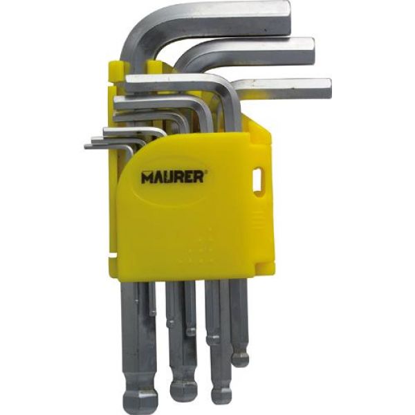 chiavi maschio esagonali in serie 9 pz. a sfera maurer