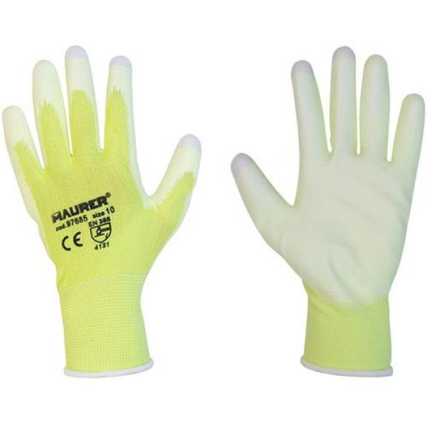 guanti da lavoro in poliuretano giallo 
