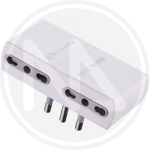 adattatore quadruplo piatto presa 10/16a bianco