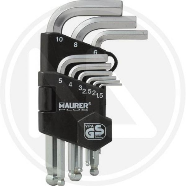 chiavi maschio esagonali in serie 9 pz. a sfera maurer plus