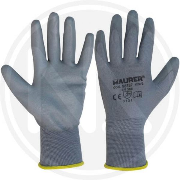 guanti da lavoro in poliuretano grigio