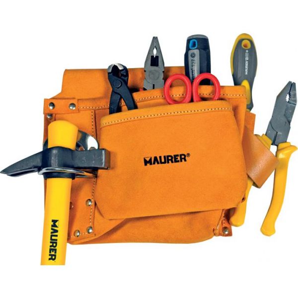 Borsa per carpentiere in crosta 4 tasche