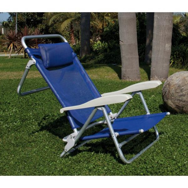 SPIAGGINA C/BRACCIOLI E CUSCINO ALLUMINIO BLU' PAPILLON