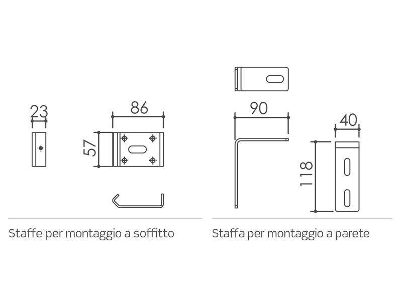 staffe montaggio parete e soffitto