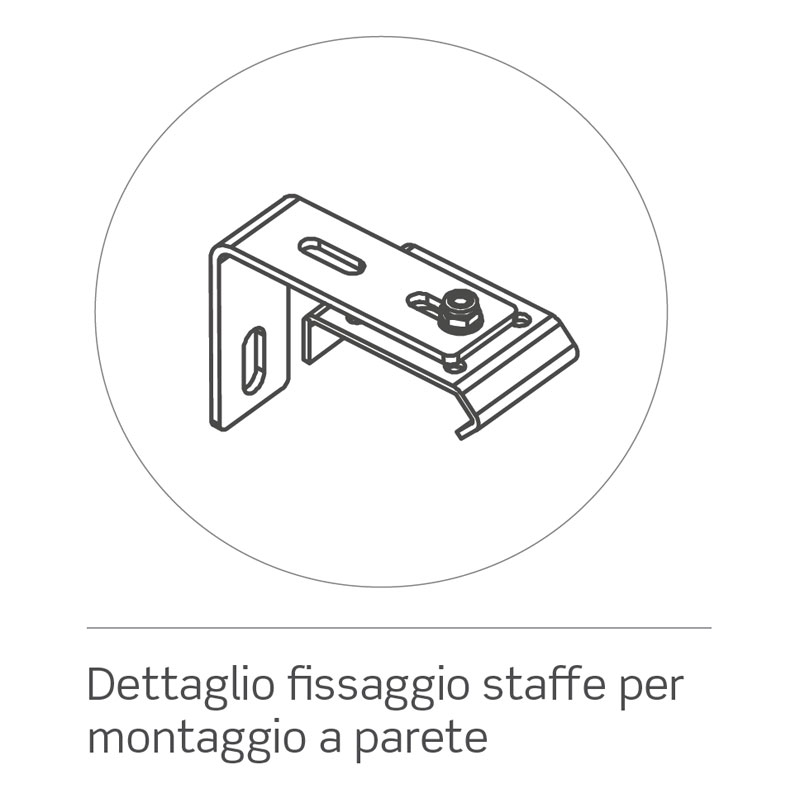 dettaglio fissaggio staffa per montaggio a parete