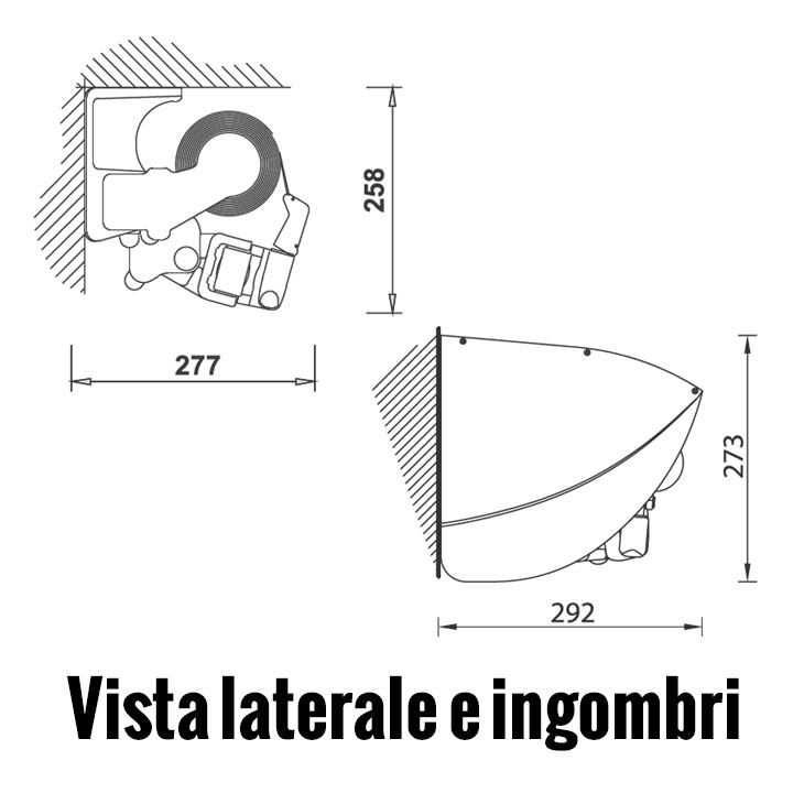 Vista laterale e ingombri tenda California Max 360