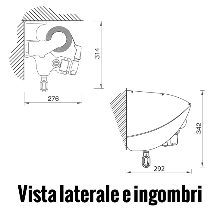 Vista laterale e ingombri tenda Universa