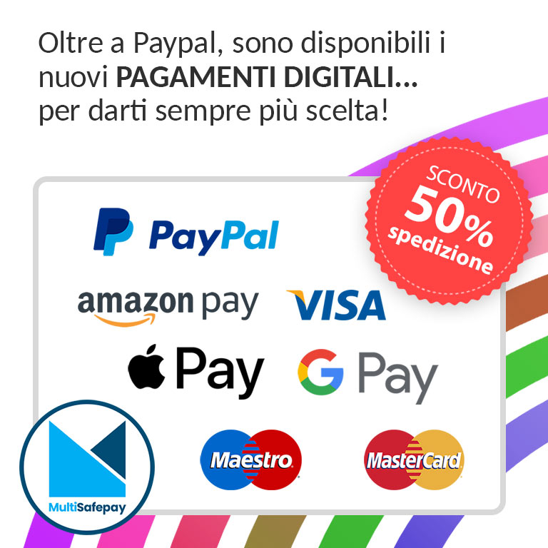 Oltre a paypal sono finalmente disponibili i nuovi pagamenti digitali per darti sempre più scelta!
