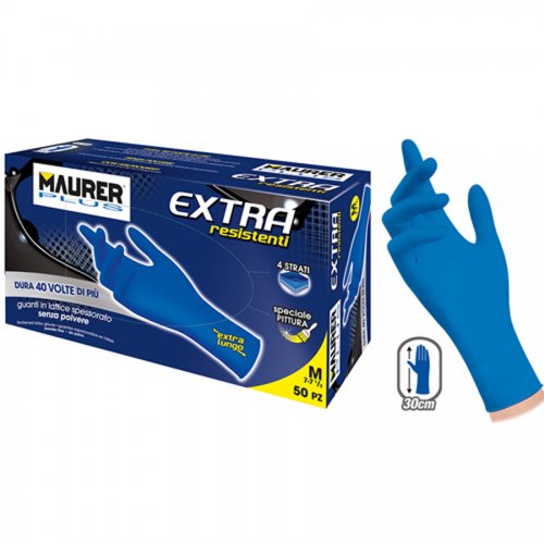 Guanti Monouso Lattice "extra" Tg.m Maurer Plus (cf.50pz) - Cf.scatola - Taglia M-7,1/2 e Tipo Ambidestri - cod. 91923
