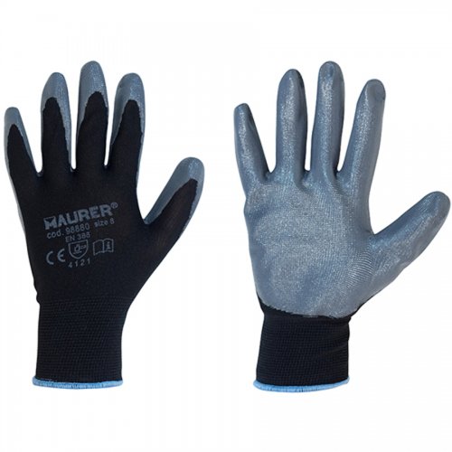 Guanti Lavoro Nitrile Nero "glovex" Tg. 9" Maurer - Cf. Cavaliere - 12 pa - Taglia 9" e Tipo Polsino - cod. 98881
