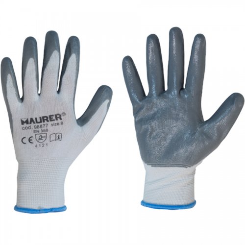 Guanti Lavoro Nitrile Grigio "glovex" Tg.11" Maurer - Cf. Cavaliere - 12 pa - Taglia 11" e Tipo Polsino - cod. 98965