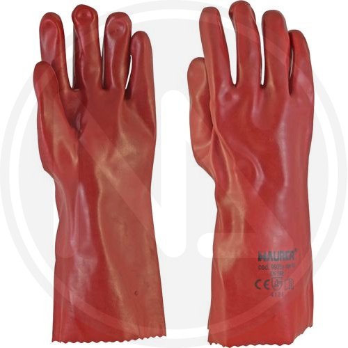 Guanti Lavoro Pvc 100% "rosso" Lungo 35cm Tg.10" Maurer - 12 pa - Taglia 10" - cod. 99358