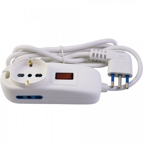 Multipresa C/inter. 1p. Schuko+2p. Lat. Bipasso Maurer - Blister - Colore Bianco e Uscite 1+2 - cod. 99561