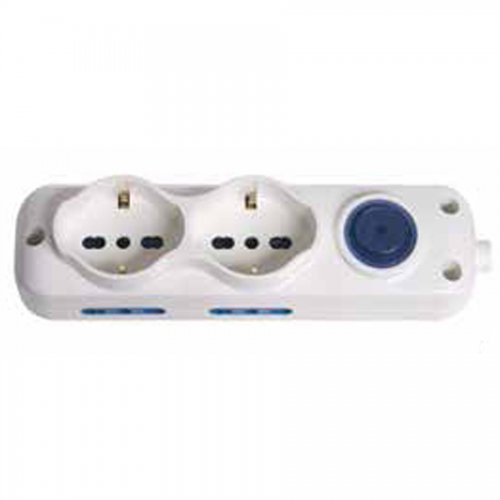 Multipresa C/inter. 2p. Schuko+2p. Lat. Bip-2p+t .maurer - Colore Bianco e Uscite 2+4 - cod. 60056