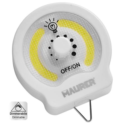 Lampada Led Dimmerabile Batteria C/calamita E Gancio Maurer- Cf.blister - Batterie 3xAAA e Sviluppo 220 Lm - cod. 82319