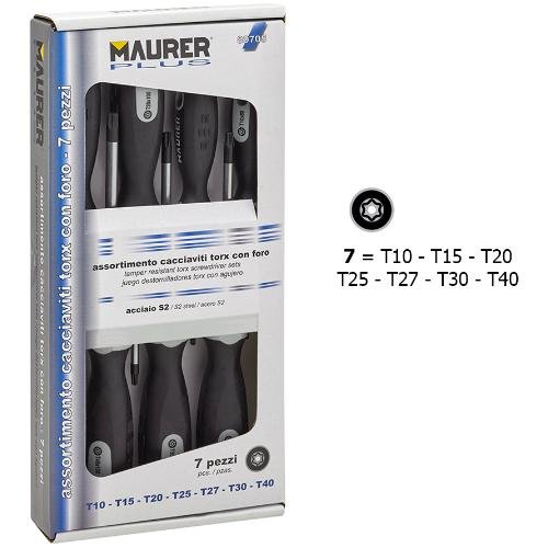 Cacciaviti Torx Maurer Plus Serie 7pz "s2" Cf. Blister - Serie 7 pz. e Misure T10T40 - cod. 80705