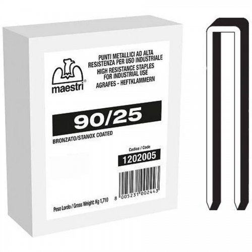 Punti Fissatrice 90/20 Bronzati Cf 5000 Pz (x Chiodatrice Yamato) - Punti 90/20 e Confezione 5000 pz. - cod. 39119