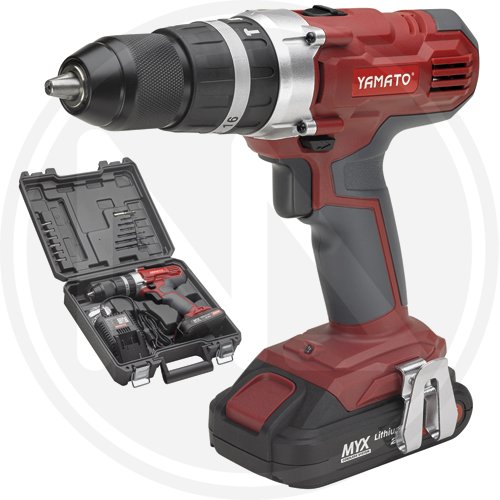 Trapano Percussione A Batteria 20v Yamato Myx +kit Acc. Cdp20l1 - Tensione 20 Volt - 2,0 Ah e Velocit max 350-1250 rpm e Mandrino 13 mm. - cod. 53842